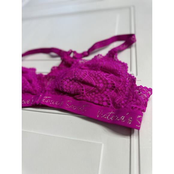 Victorias Secret Pink Front Closure Lace Bralette Underwire Free Size Medium - Picture 2 of 3